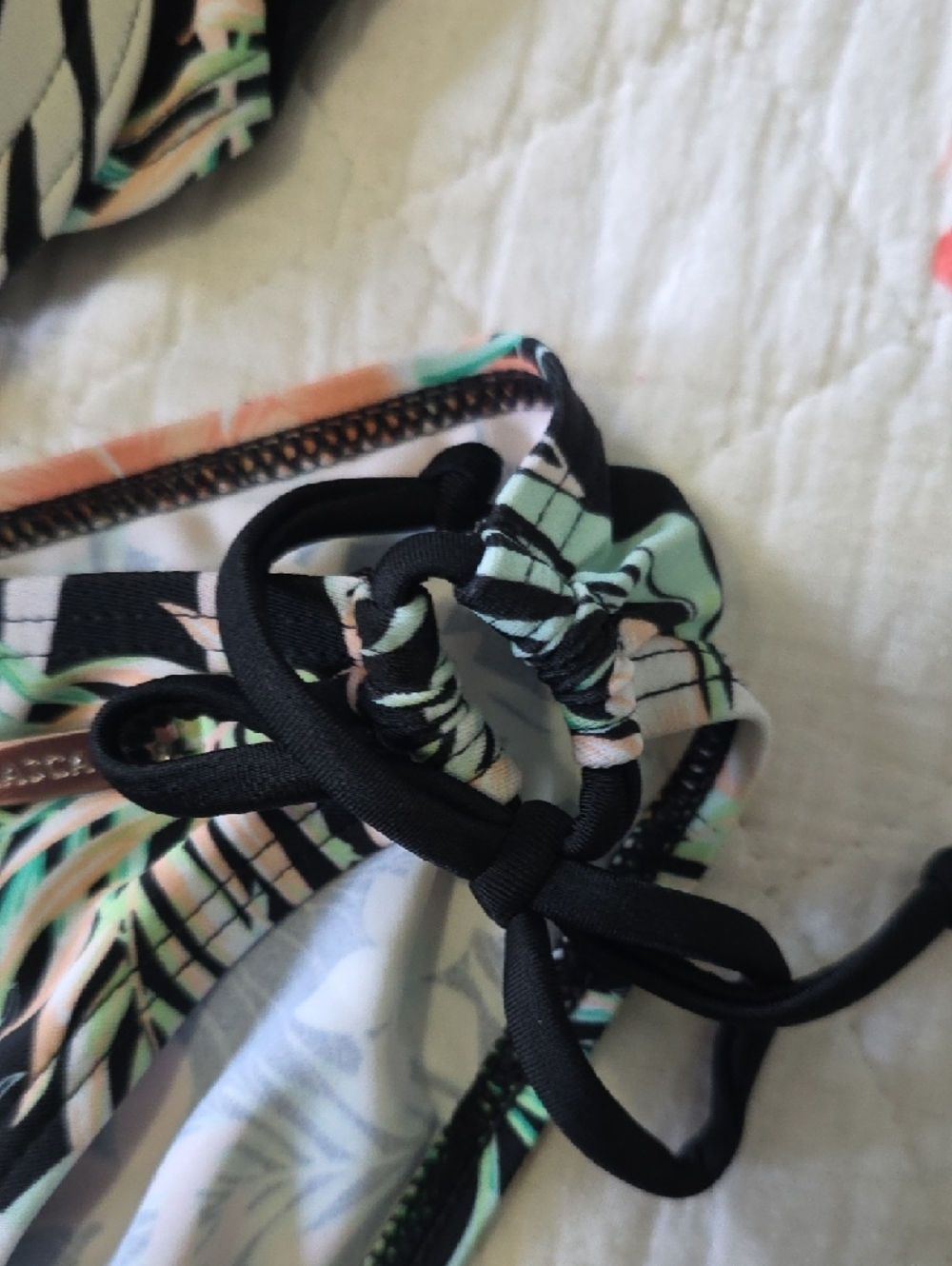 VENUS Floral Bikini Top & Bottoms in Black, Peach & Mint - Picture 2 of 4